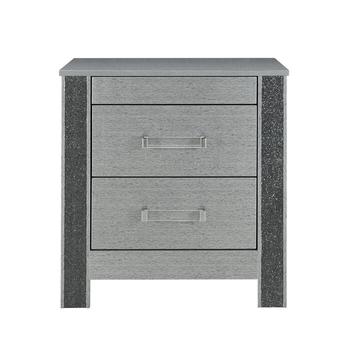 Logan Silver Modern Glam Nightstand