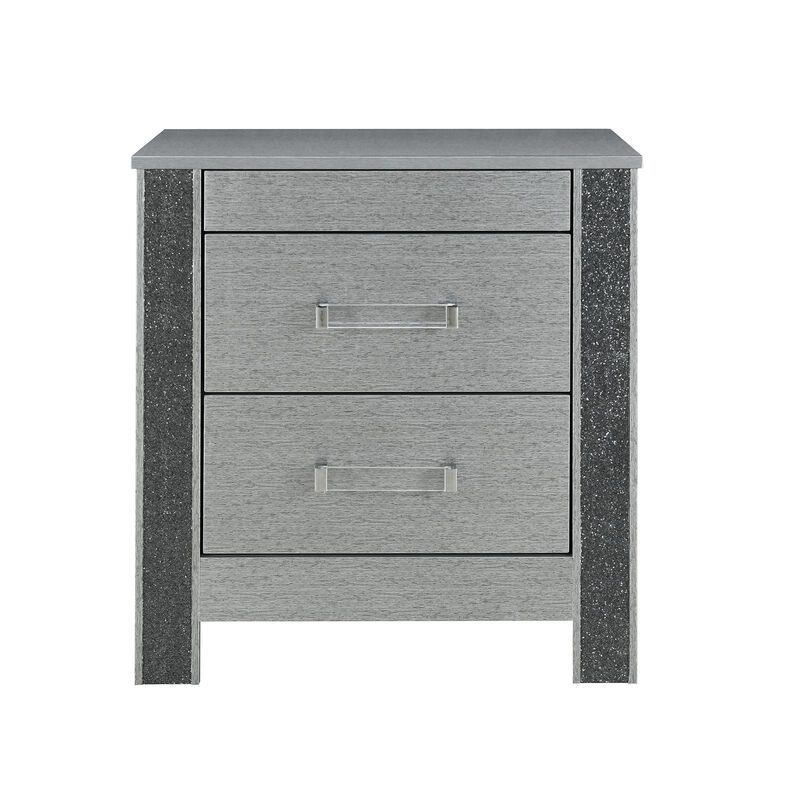 Logan Silver Modern Glam Nightstand image number 0