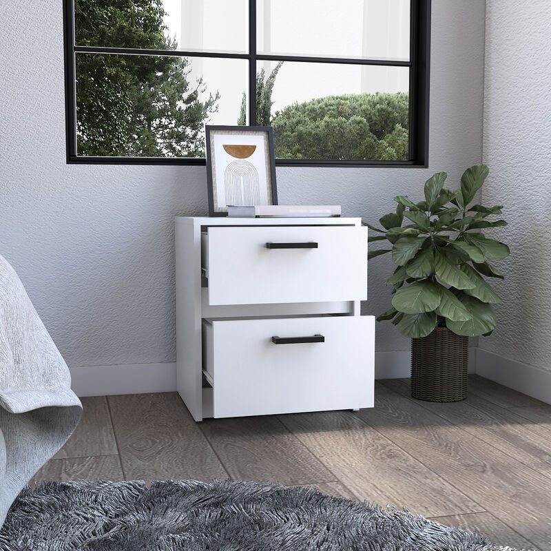 DEPOT E-SHOP Bethel 2 Drawers Nightstand with Handles