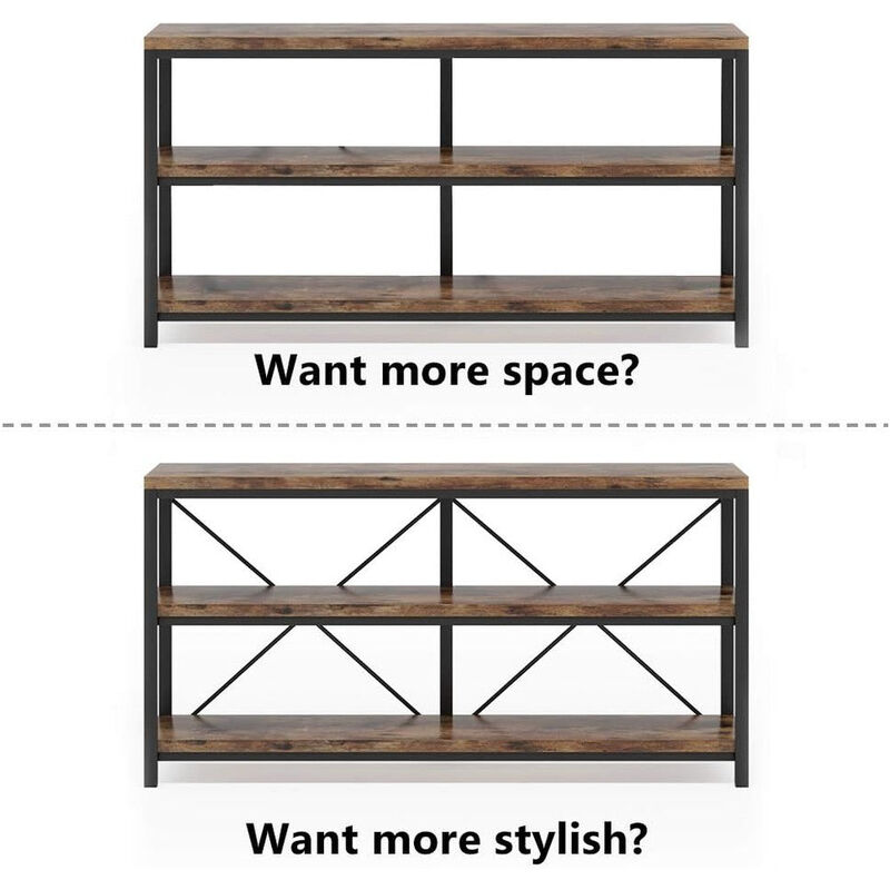 Tribesigns Rustic 3-Tier Console Table with Storage Shelves image number 8