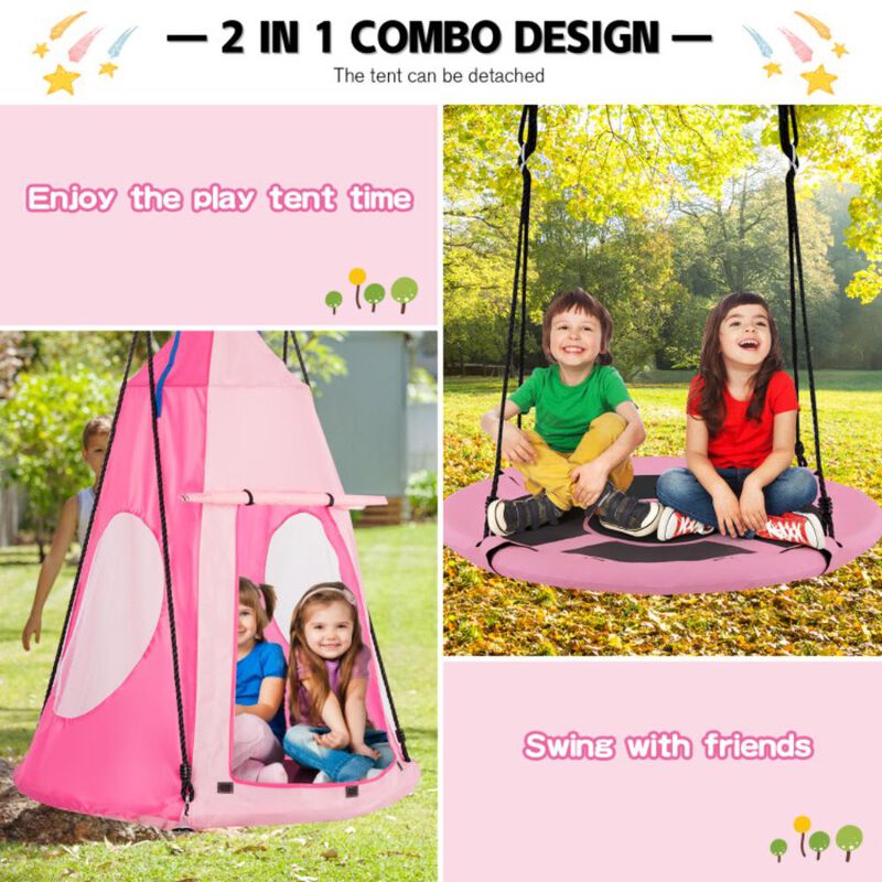 Hivvago 2-in-1 Kids Hanging Chair Detachable Swing Tent