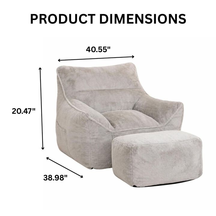 GOODSILO Soft Tufted Foam Filled Faux Fur Bean Bag Chair Comfy Lazy Sofa for Living Room Bedroom Ideal for Relaxing and Lounging