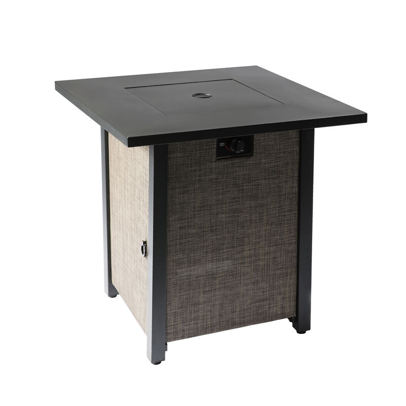 Outdoor Metal & Textliene Propane Gas Fire Pit Table and Accessories, Brown/Beige image number 0