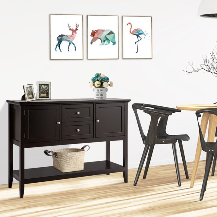Hivvago Wooden Sideboard Buffet Console Table with Drawers and Storage