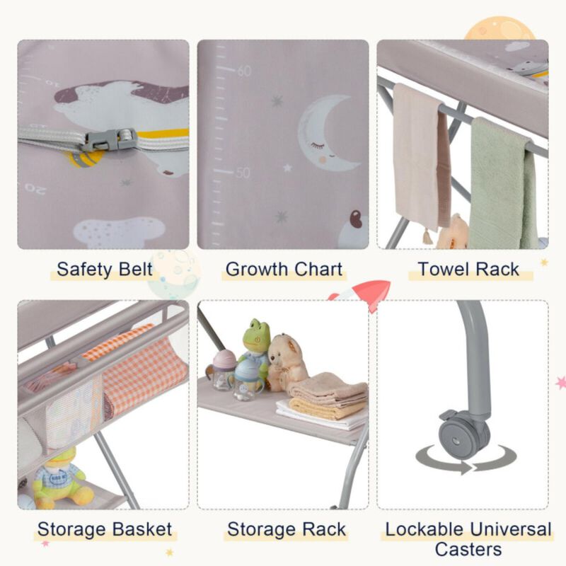 Hivvago Baby Changing Table with Safety Belt and 4-side Defence
