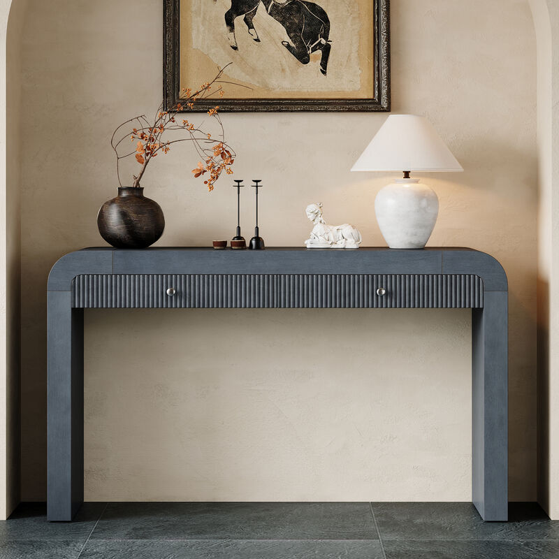 Merax Rustic Console Table with Fluted Drawer Front