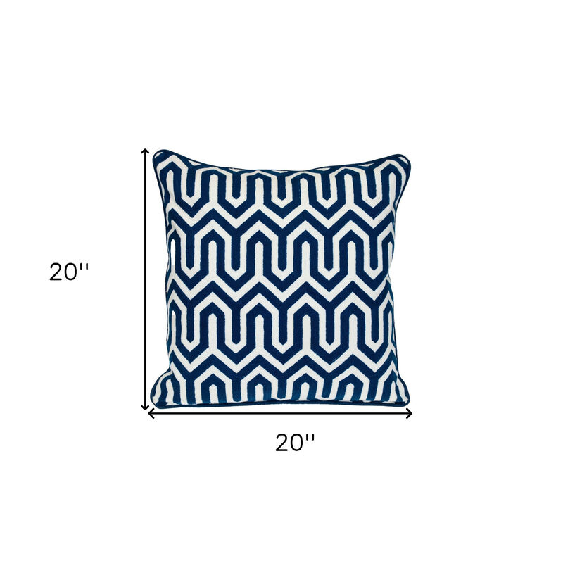 HomeRoots 20" Blue Geometric Cotton Throw Pillow image number 4