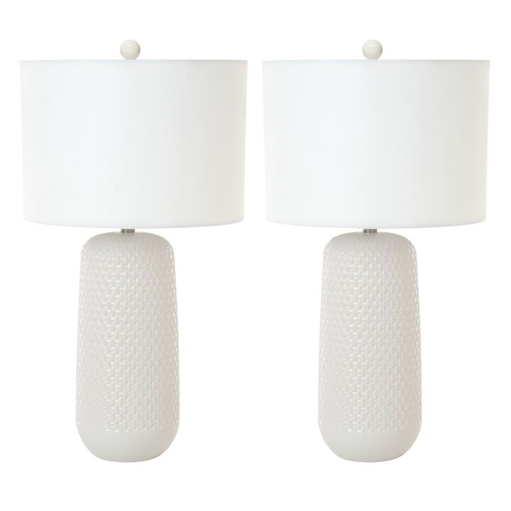 Lux Lighting Marlin 30 White Ceramic Table Lamp, (Set of 2)