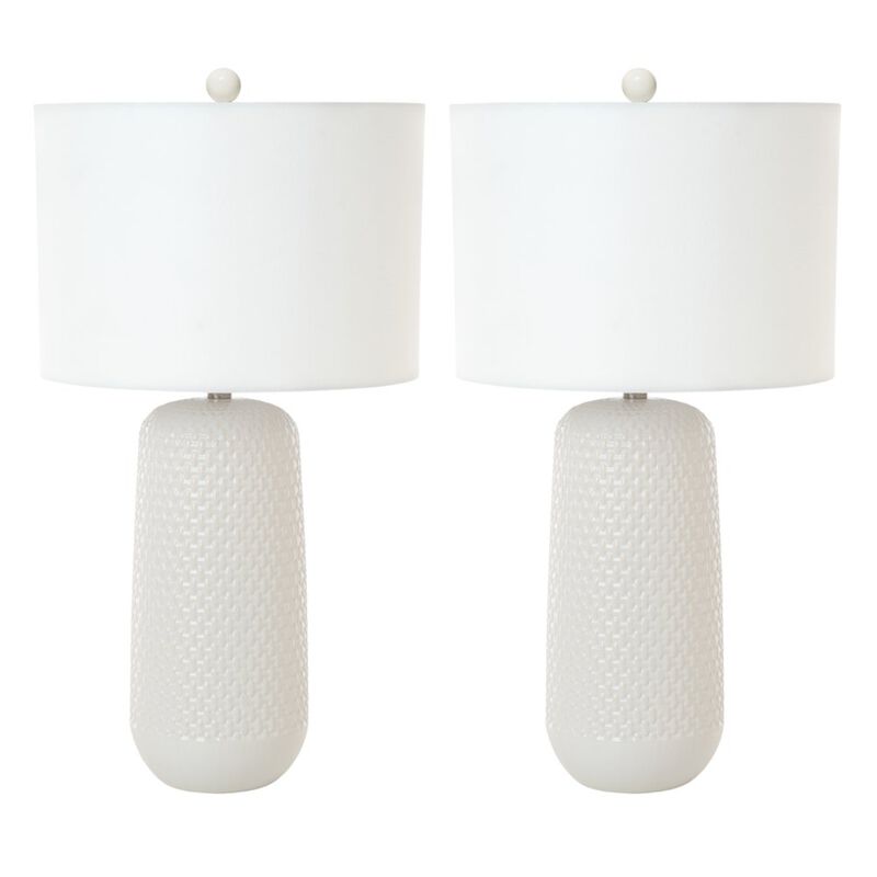 Lux Lighting Marlin 30 White Ceramic Table Lamp, (Set of 2)