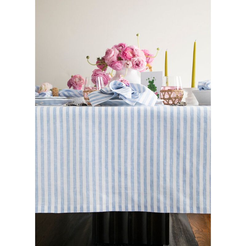 Solino Home 100% Pure Linen Tablecloth - Amalfi Stripe