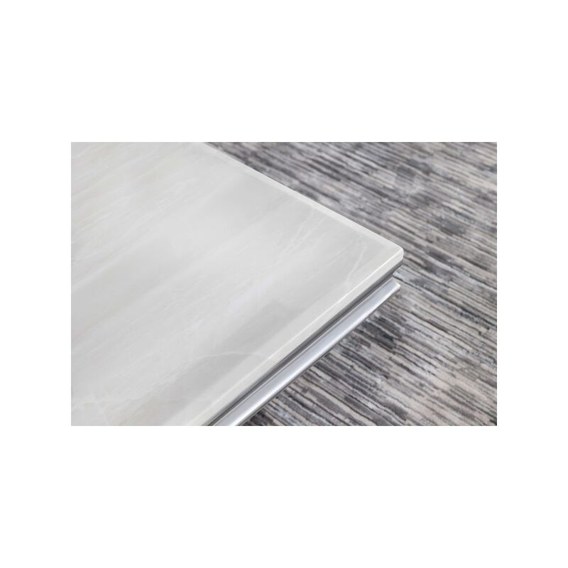 Coaster Co. of America Kerwin Rectangular Stone Top Coffee Table White and Chrome