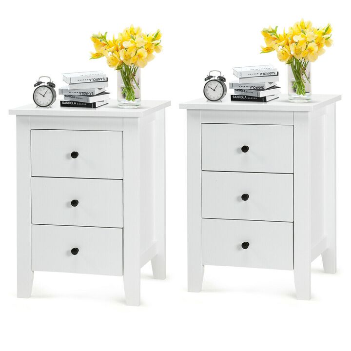 Set of 2 Nightstand End Beside Table Drawers