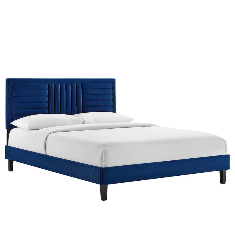 Sofia Channel Tufted Performance Velvet Full Platform Bed image number 0