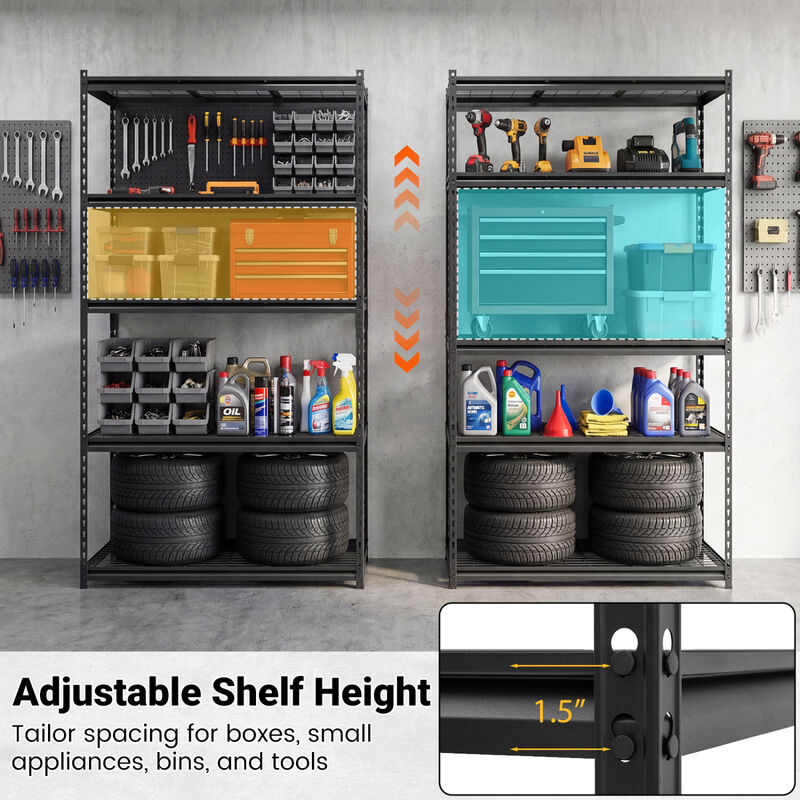 Set of 3 5-Tier Heavy-Duty Wire Shelving Unit with Adjustable Metal Racks image number 5