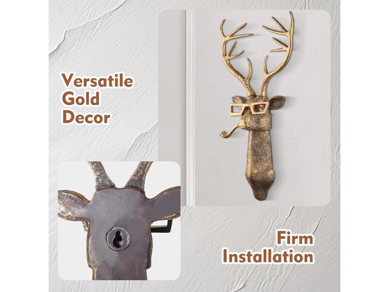 Gold Deer Head Wall Decor Animal Sculpture Modern Art for Living Room image number 2