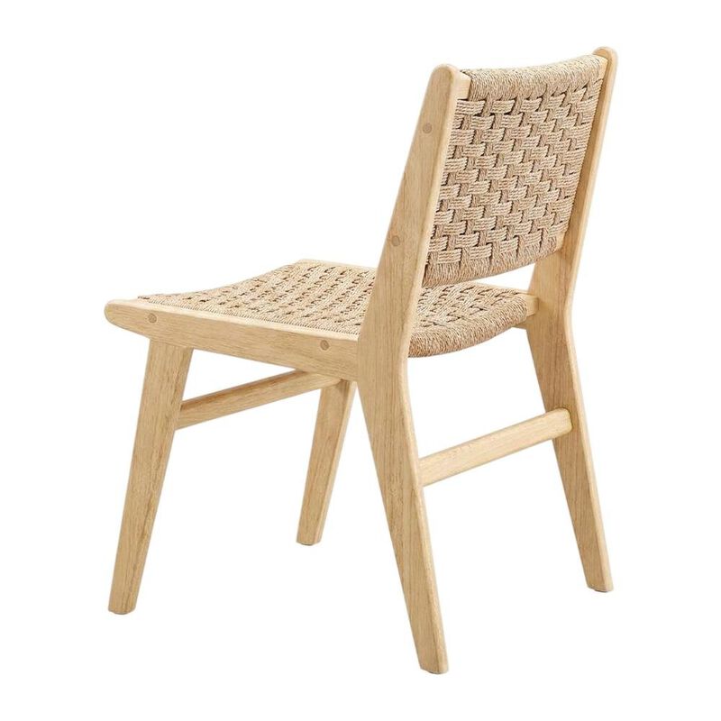 Woven Rope Wood Dining Side Chairs, Walnutt Black, Set of 2 image number 1