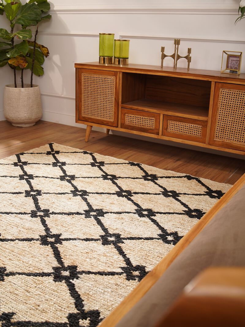 HAND KNOTTED SUMAK JUTE ECO-FRIENDLY AREA RUGS  - Geometric Modern Pattern, High Pile, Natural Fiber, Outdoor Indoor Handmade Area Rugs for Living Room, Bed Room (J00079) image number 4