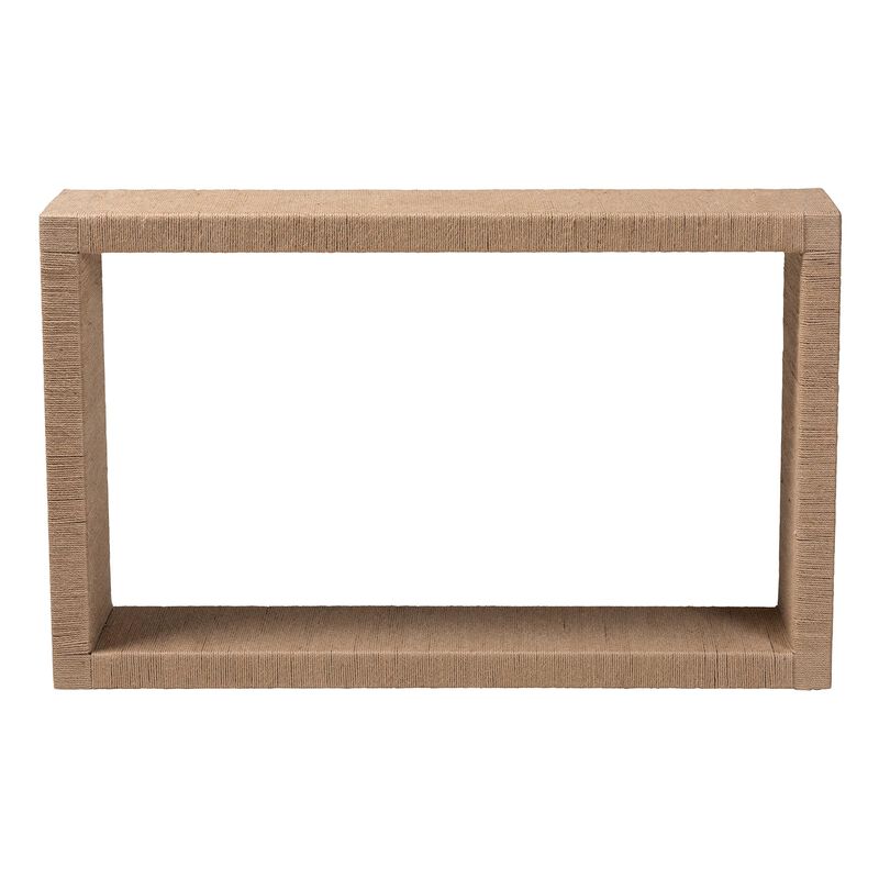 bali & pari Rajiya Handwoven Jute Console Table - Rectangular Open-Frame Entryway Table with Natural Texture, Minimalist Coastal Boho Accent for Living Room or Hallway Décor