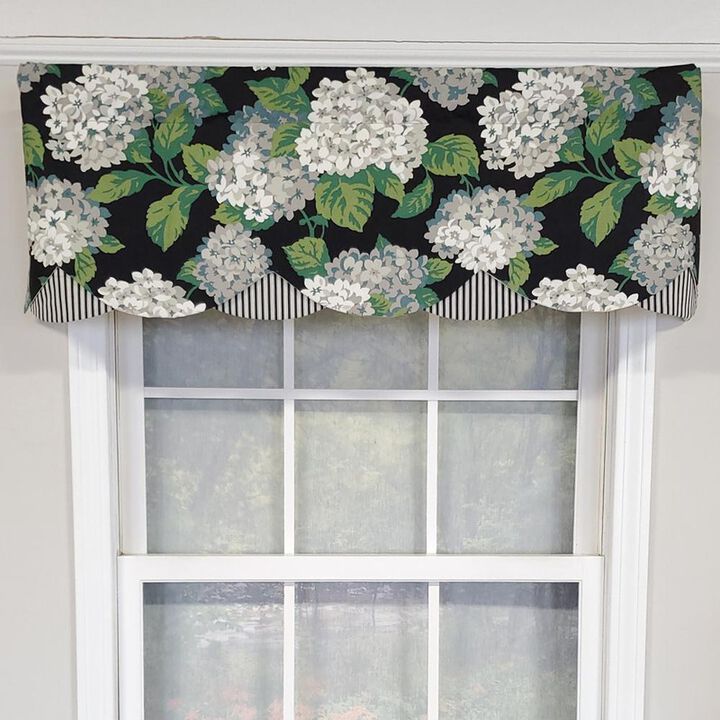 RLF Home Luxurious Modern Design Classic Summer Wind Petticoat Style Window Valance 50" x 15" Black