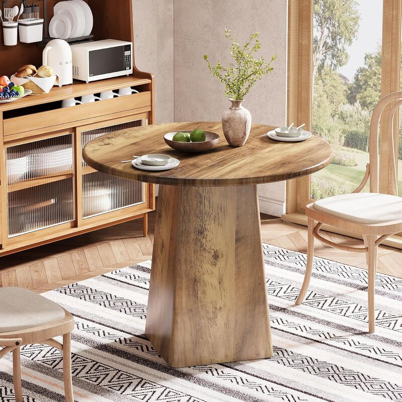 Tribesigns 31.5" Round Dining Room Farmhouse Kitchen Dinner Table image number 3