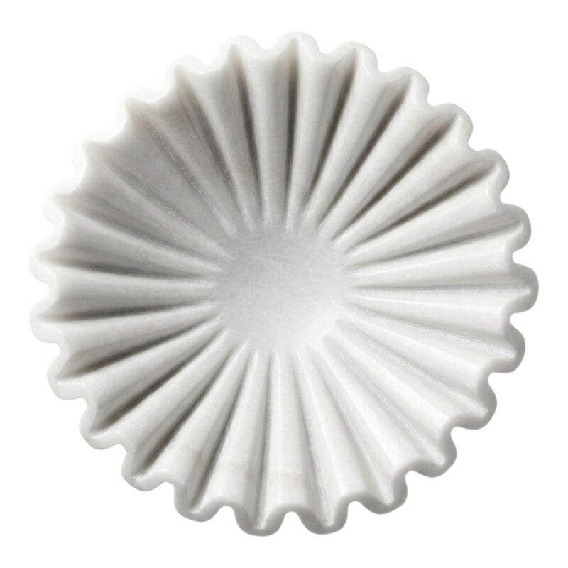 7" Ruffled Bowl, White Marble image number 3
