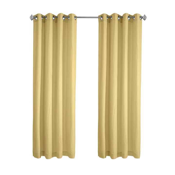 Habitat Harmony Light Filtering Crinkled Texture on Supple Drapeable Flowing Fabric Grommet Curtain Panel 52" x 63" Yellow