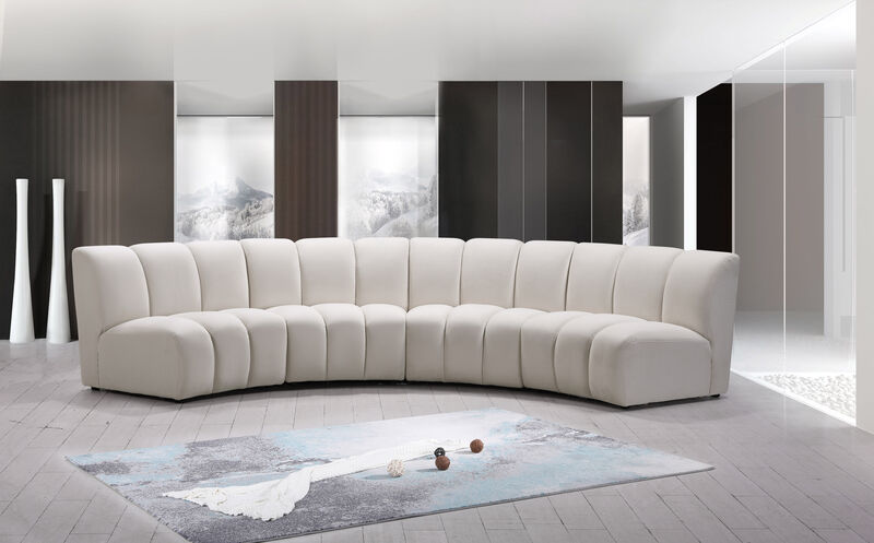Meridian Furniture Infinity Cream Velvet 4pc. Modular Sectional image number 1