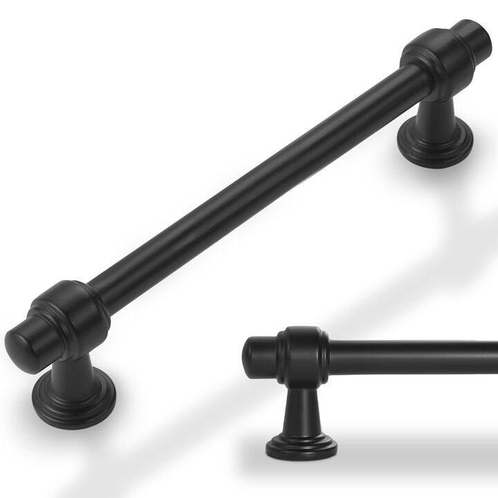 Amasideca 10 Pack Matte Black Cabinet Pulls 5 Inch Hole Centers Kitchen Cabinet Handles Zinc Alloy Black Drawer Pulls Solid Cabi
