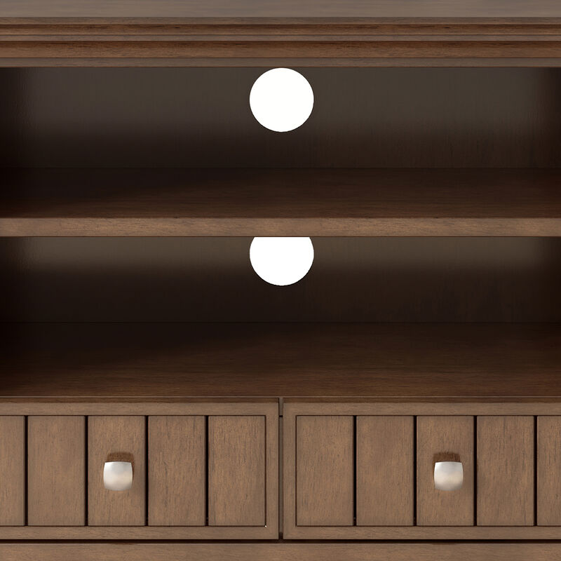 Acadian SOLID WOOD 60 inch Wide Transitional TV Media Stand in Rustic Natural Aged Brown For TVs up to 65 inches