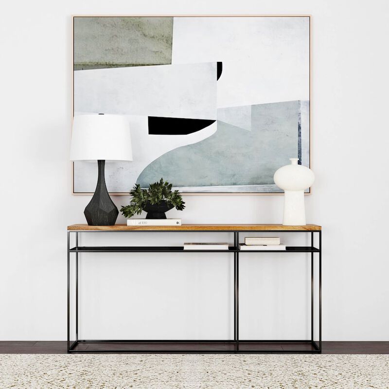 Butler Specialty Sutton 63 Iron and Wood Console Table with Storage, Light Brown