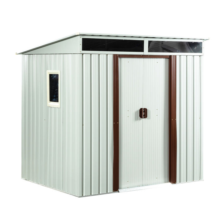 6ft x 5ft Outdoor Metal Storage Shed With window White