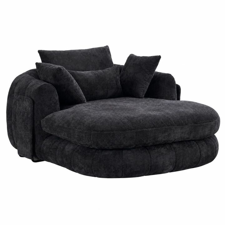 GOODSILO Oversized Indoor Chaise Lounge Chair Deep Seat Chenille Cloudlike Comfortable Reading Chair for Living Room Bedroom
