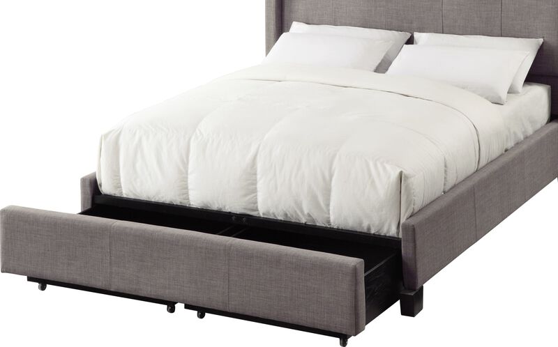 Adona California King-Size Upholstered Storage Bed in Dolphin Linen