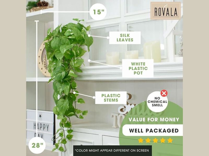 Green Artificial Hanging Flowers Home Decor Rovala Silk Plants image number 2