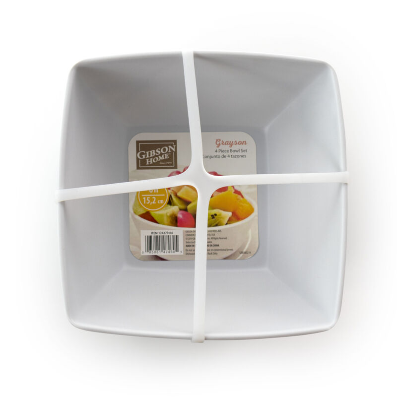Gibson Home Grayson 4 Piece 6 Inch Melamine Bowl Set in Assorted Colors