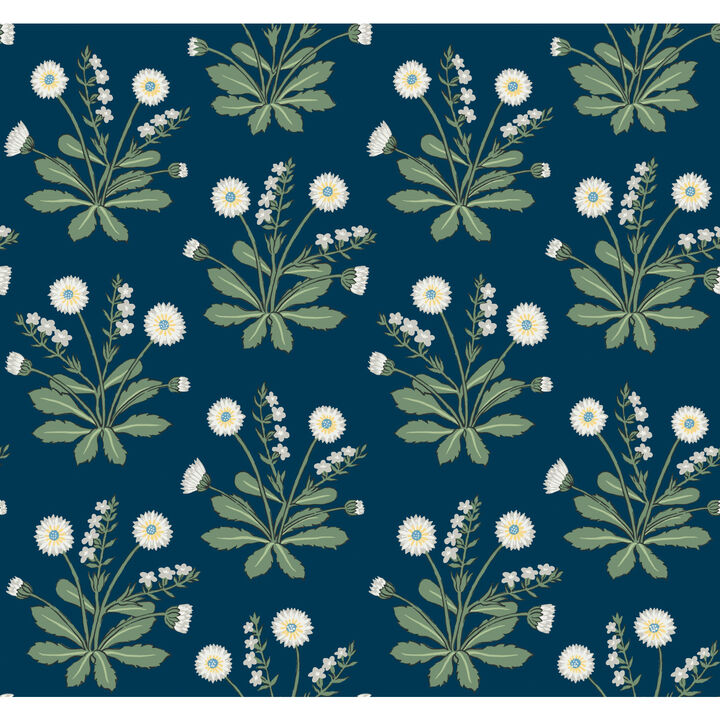 Meadow Flowers Navy & White Wallpaper