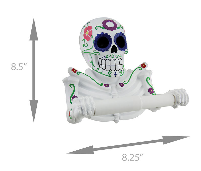 Smelly Skelly White Day of the Dead Sugar Skull Toilet Tissue Holder image number 5