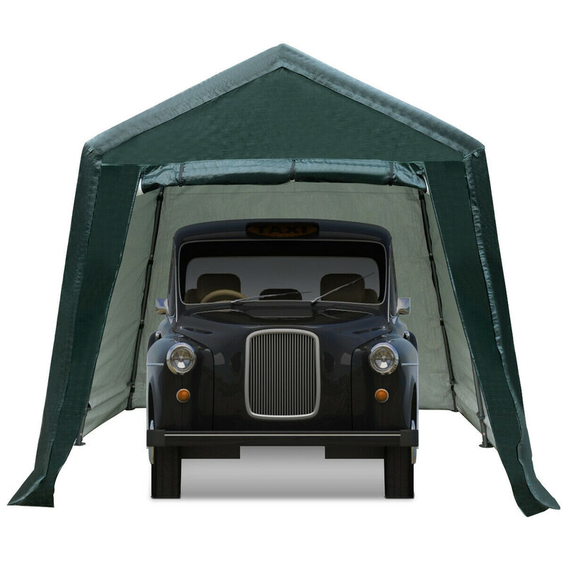 Outdoor Carport Shelter with Sidewalls and Waterproof Ripstop Canopy