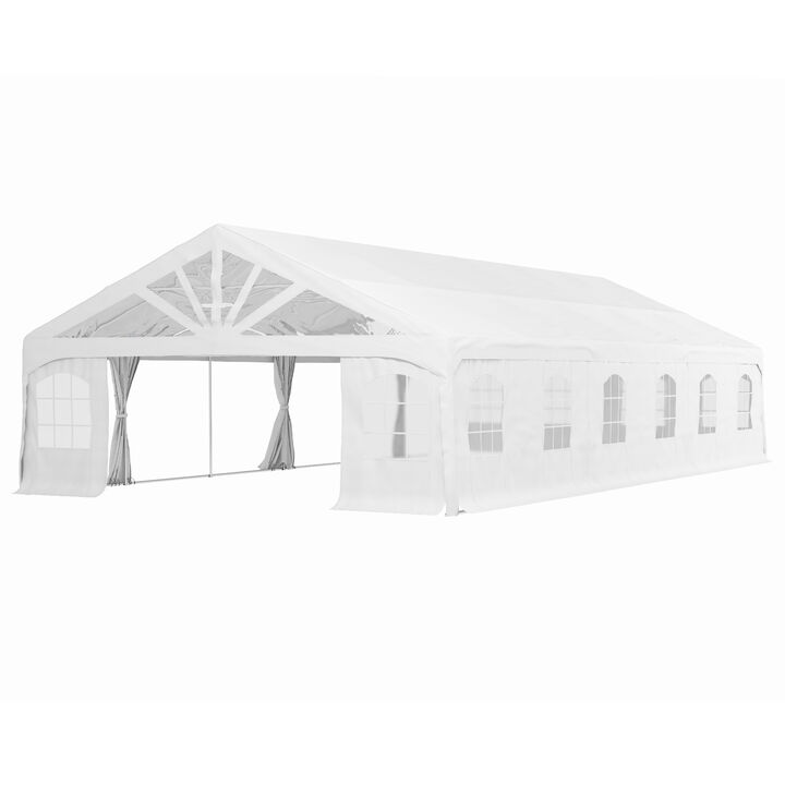 Outsunny 19.5' x 39' Party Tent, Heavy Duty Outdoor Canopy Tent Shelter with Removable Sidewalls, 2 Doors and 20 Windows, Large Tents for Parties, Wedding, Events, BBQ Grill, White