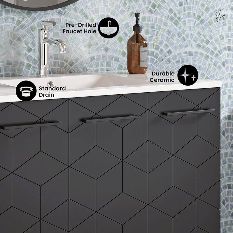 Annecy 36" Freestanding Bathroom Vanity in Phantom Black with Sink Top image number 2