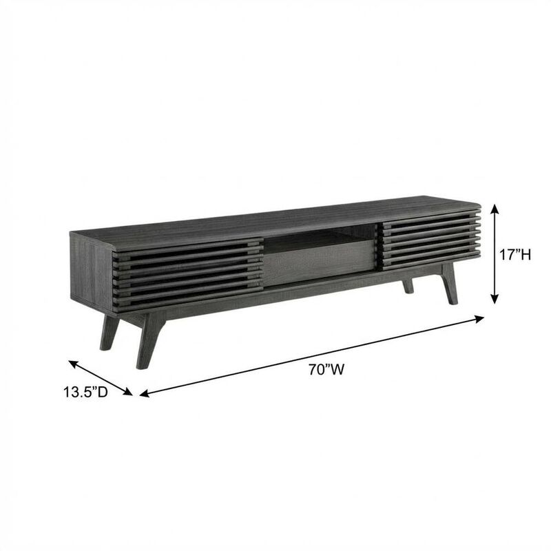 Wooden brown TV stand with spacious surface and modern design image number 2