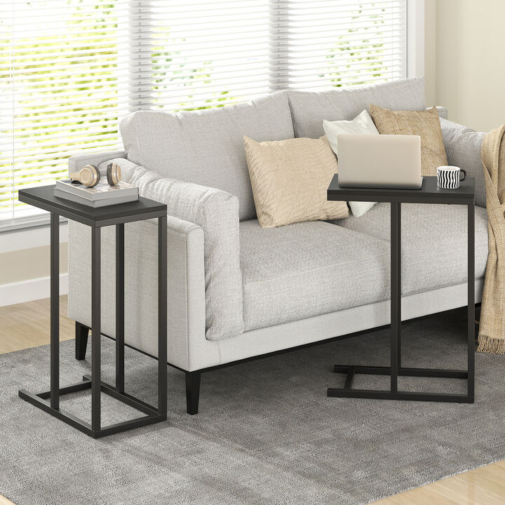 Modern C-Shaped Table with Robust Metal Frame for Living Room Use