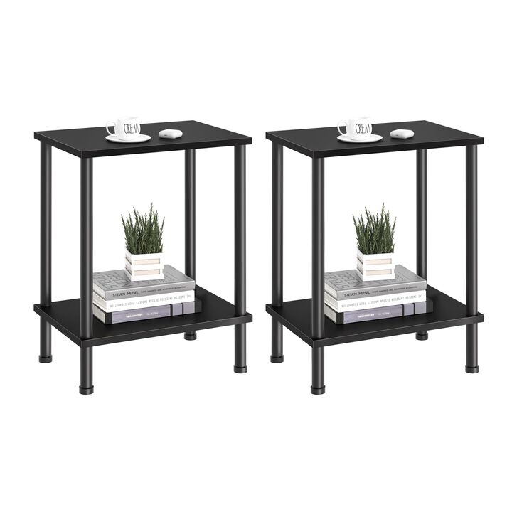 YUFAM End Table Set of 2,Small Side Table,2-Tier Nightstand with Storage Shelf,Sofa Bedside Table for Small Space in Living Room