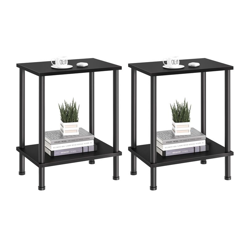 YUFAM End Table Set of 2,Small Side Table,2-Tier Nightstand with Storage Shelf,Sofa Bedside Table for Small Space in Living Room