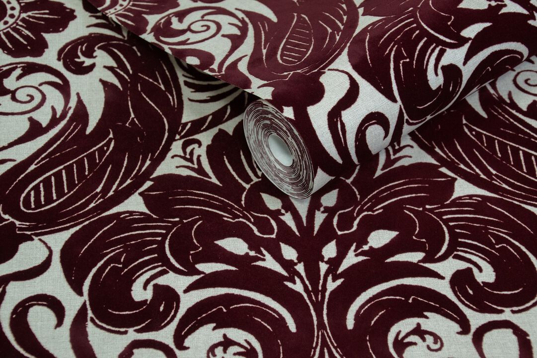 Off The Wall Damask Sauvage Red Wallpaper LB25170
