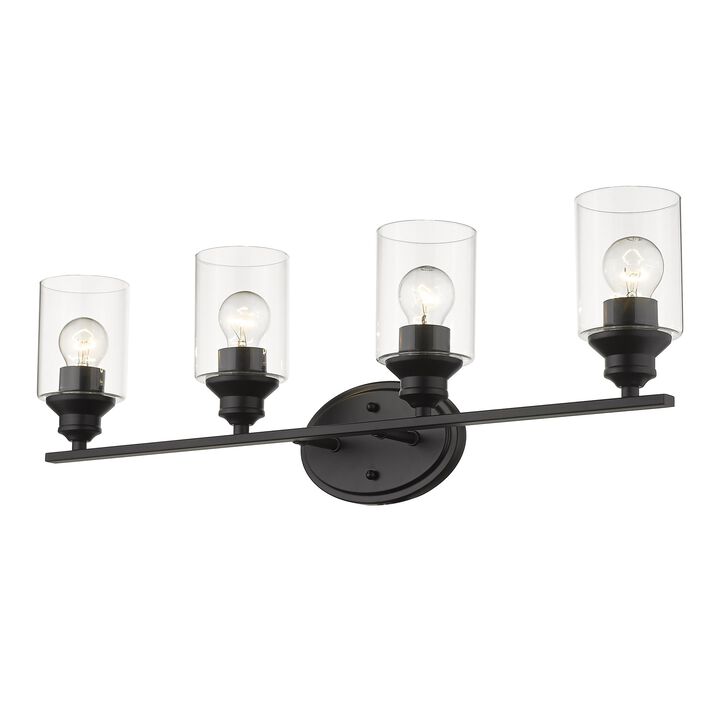 Hivvago Four Light Matte Black Wall Light with Clear Glass Shade