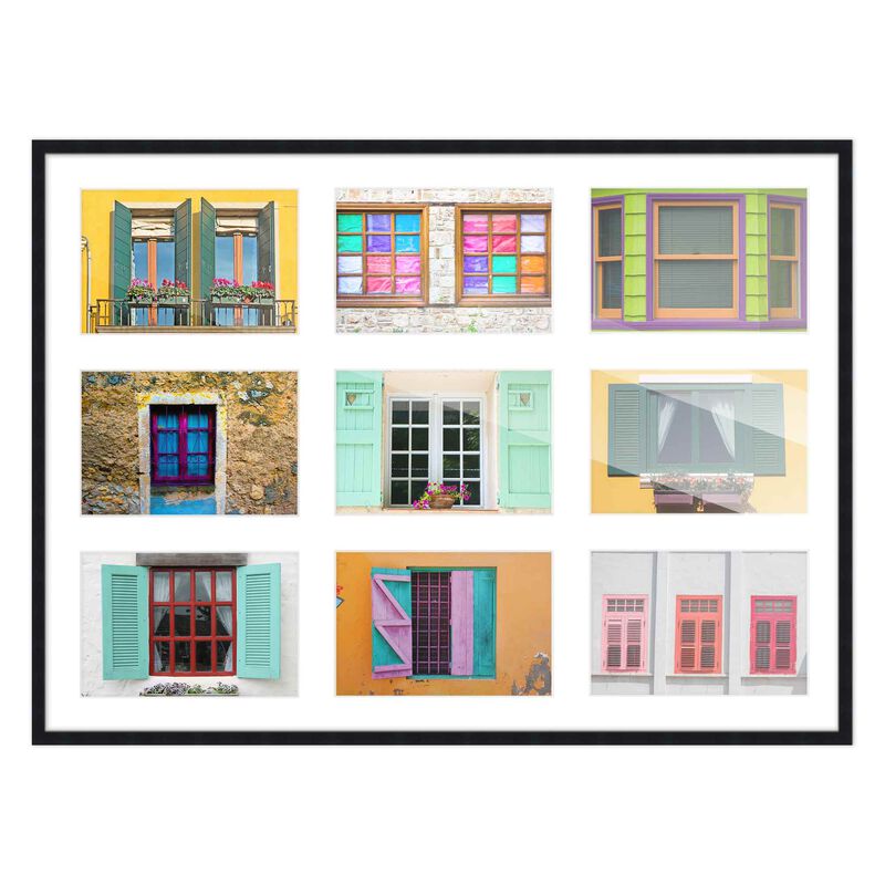14.5x20.5 Wood Collage Frame with White Mat For 9 4x6 Pictures