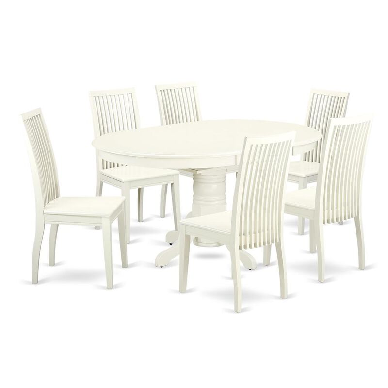 Dining Room Set Linen White, AVIP7-LWH-W