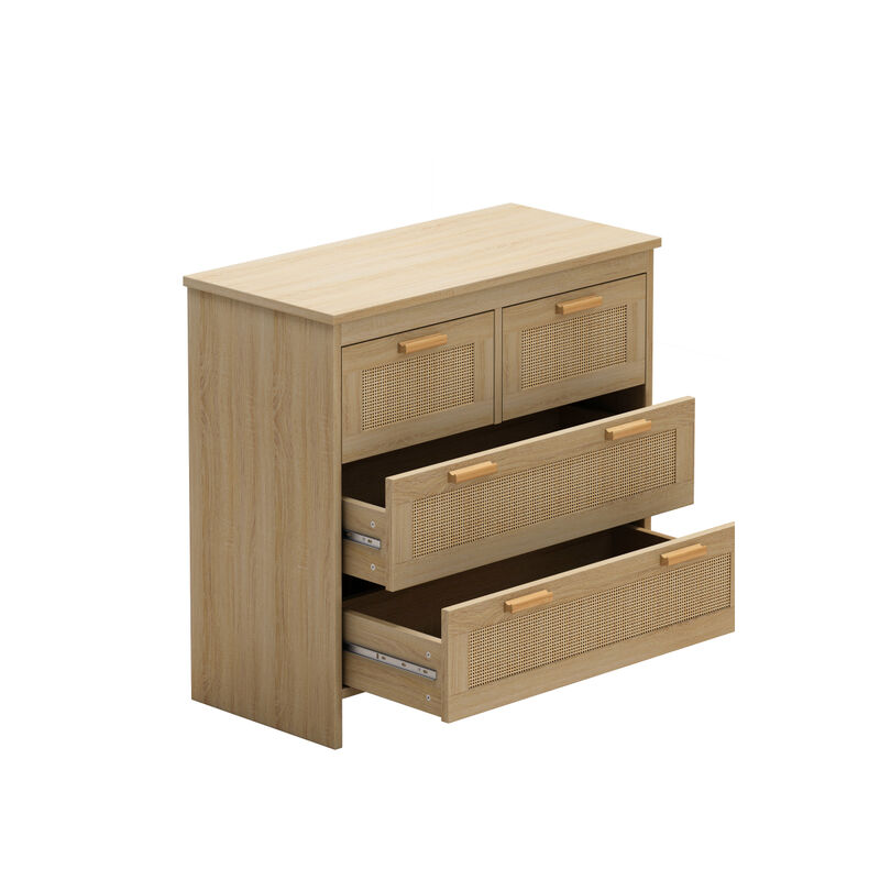 Streamdale 4-Drawer Rattan Cabinet for Home