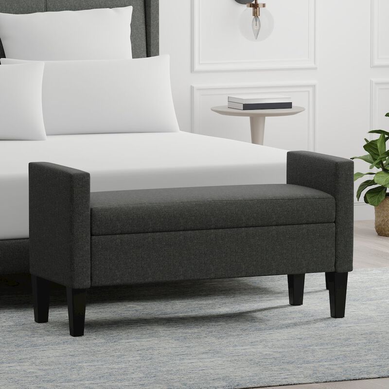 Rize Home 46 Storage Bench with Arms - Dark Gray image number 4